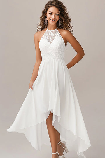 Robe de mariée en mousseline de soie blanche avec dentelle